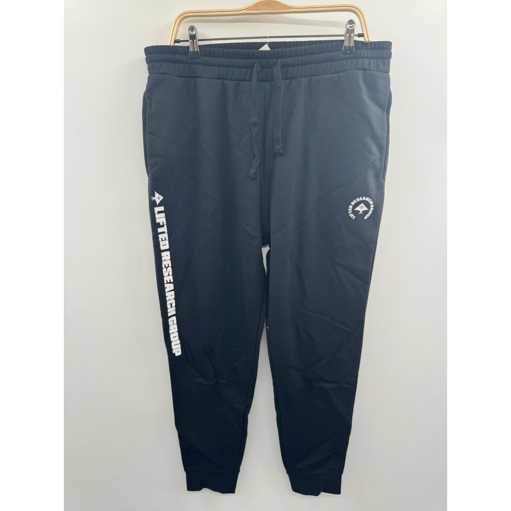LRG‎ Lifted Research Group Sweatpants Men's XL Black Fleece Drawstring Waist NWT